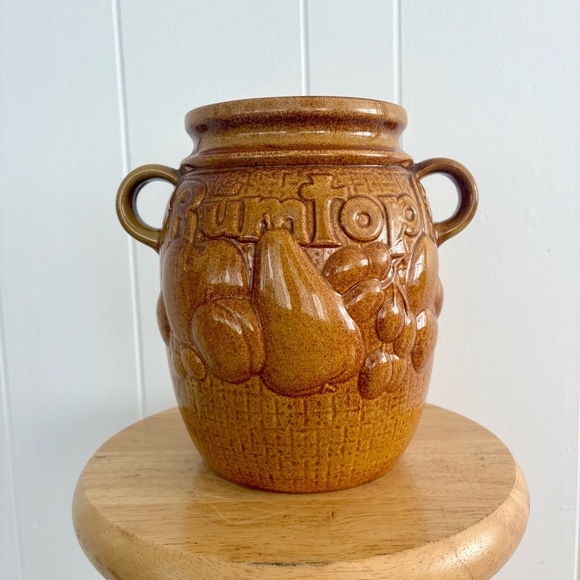 Vintage Ceramic Rumtopf West Germany Yellow Ceramic Crock Vase Decor Storage - Picture 1 of 7